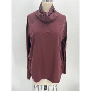 Athleta Ultimate Gaiter Top Sz L Decadent Chocolate Brown Long Sleeve Quick Dry
